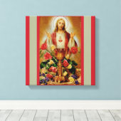 Heilig Hart Kelk Rozen Rozenkrans Jezus Canvas Afdruk (Insitu (Houten vloer))