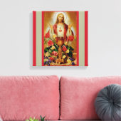 Heilig Hart Kelk Rozen Rozenkrans Jezus Canvas Afdruk (Insitu (Woonkamer))