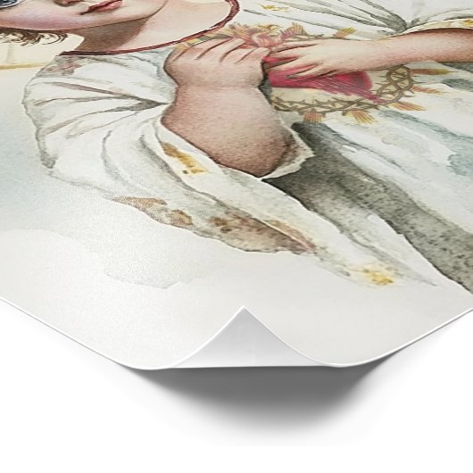 Heilig Hart Kind Jezus  Religieus Foto Afdruk (Hoek)