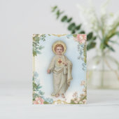 Heilig Hart & Kruisbeeld Bloemenbegrafenis Bedankkaart (Staand voorkant)