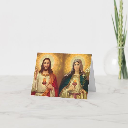 Heilig Hart van Jesus en Maagdelijke Mary Bedankkaart (Voorkant)