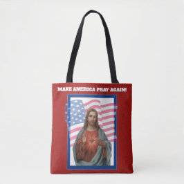 Heilig hart van Jezus-Amerikaanse vlag Tote Bag