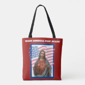 Heilig hart van Jezus-Amerikaanse vlag Tote Bag (Achterkant)