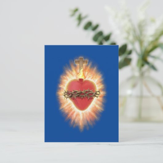 Heilig hart van Jezus Blauw Briefkaart (Staand voorkant)