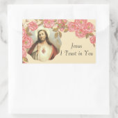 Heilig Hart van Jezus Bloemengrens Rechthoekige Sticker (Tas)