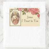 Heilig Hart van Jezus Bloemengrens Rechthoekige Sticker (Tas)