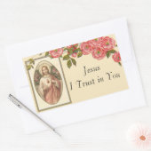 Heilig Hart van Jezus Bloemengrens Rechthoekige Sticker (Envelop)