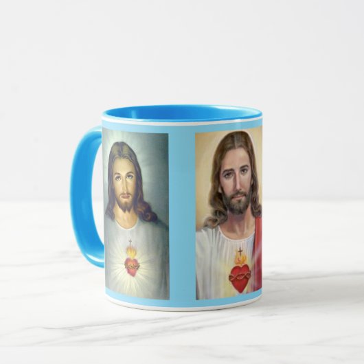 Heilig hart van Jezus Blue Gift Coffee Cup Mok (Voorkant links)