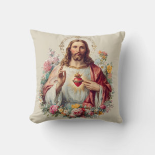Heilig Hart van Jezus Christelijk Traditioneel Kat Kussen