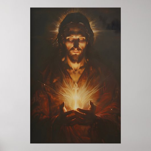 Heilig Hart Van Jezus Christus Kunst Schilderij Poster (Voorkant)