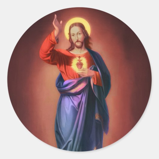 Heilig hart van Jezus Christus Ronde Sticker (Voorkant)