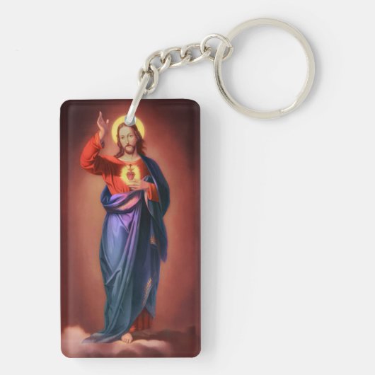 Heilig hart van Jezus Christus Sleutelhanger (achterkant)
