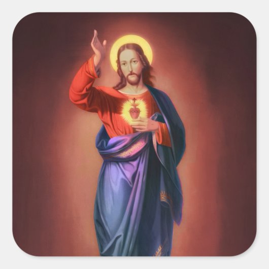 Heilig hart van Jezus Christus Vierkante Sticker (Voorkant)