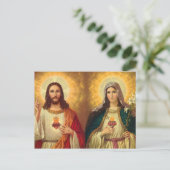 Heilig hart van Jezus en Maagd Mary Briefkaart (Staand voorkant)