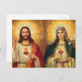 Heilig hart van Jezus en Maagd Mary Briefkaart (Voorkant / Achterkant)