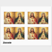 Heilig hart van Jezus en Maagd Mary Rechthoekige Sticker (Vel)