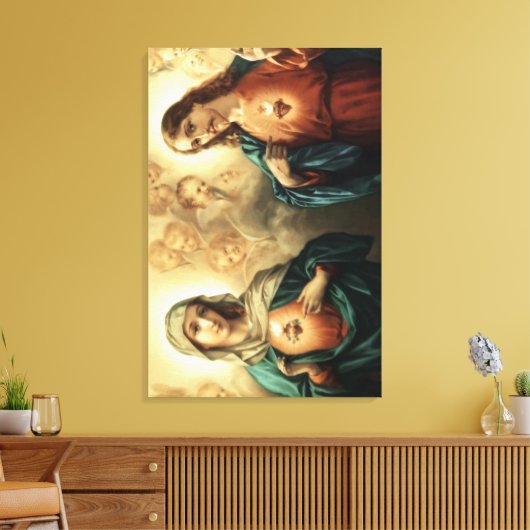 Heilig hart van Jezus en Mary Canvas Afdruk (Insitu (Woonkamer))
