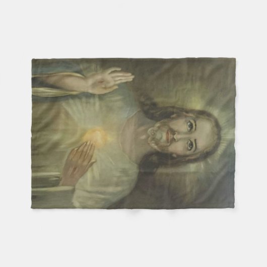 Heilig hart van Jezus Enthronement Fleece Deken (Voorkant (Horizontaal))