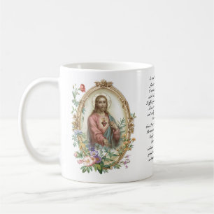 Heilig Hart van Jezus Floral Religieus Gebed Koffiemok