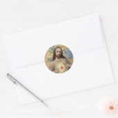 Heilig hart van Jezus  Floral Religious Ronde Sticker (Envelop)