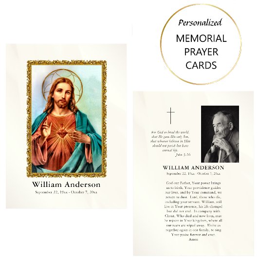 Heilig Hart van Jezus Foto Begrafenisgebed Kaart Plaatskaartje