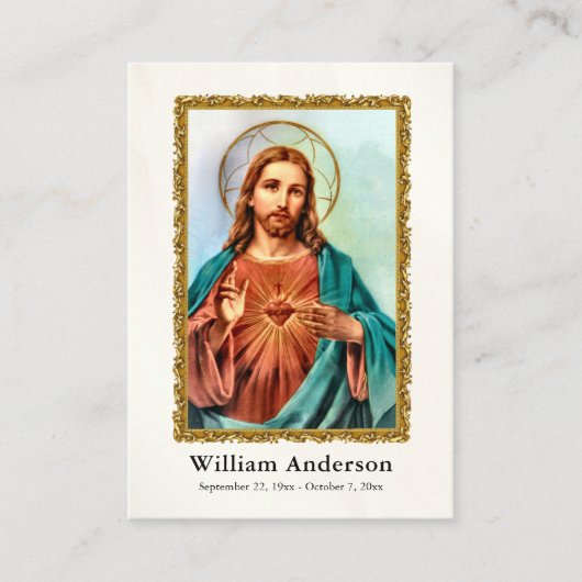 Heilig Hart van Jezus Foto Begrafenisgebed Kaart Plaatskaartje (Voorkant)