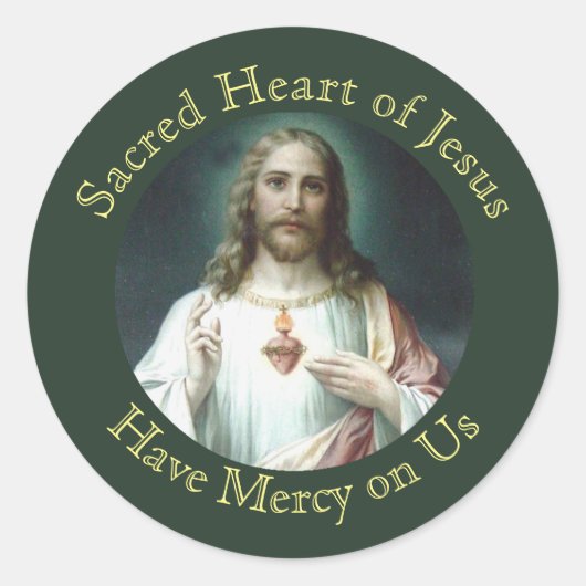 Heilig Hart van Jezus Gebed Ronde Sticker (Voorkant)