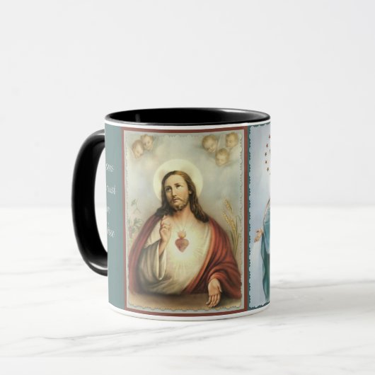 Heilig hart van Jezus Gezegende moeder Mok (Voorkant links)