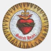 Heilig hart van Jezus Glas in lood Ronde Sticker (Voorkant)