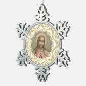 Heilig hart van Jezus Gold Border Tin Sneeuwvlok Ornament (Rechts)