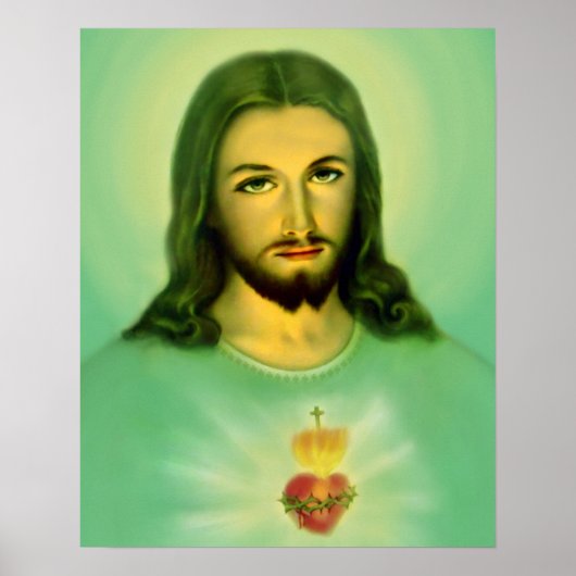 Heilig hart van Jezus Green Tone Poster (Voorkant)