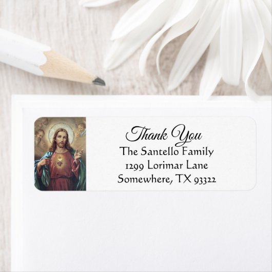 Heilig Hart van Jezus Katholiek Dank U Etiket (Insitu)