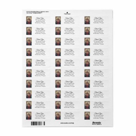 Heilig Hart van Jezus Katholiek Dank U Etiket (Full Sheet)