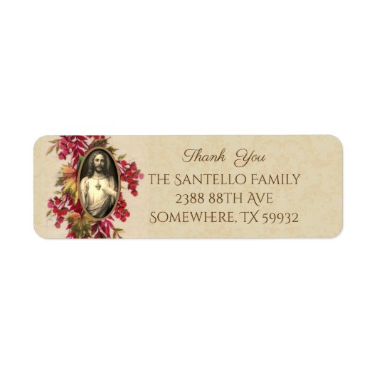Heilig Hart van Jezus Katholiek Dank U Etiket (Voorkant)