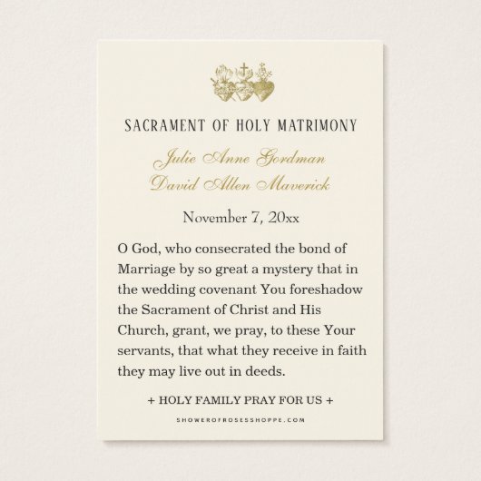 Heilig Hart van Jezus Katholiek Huwelijksgebed Kaa Visitekaartje (Achterkant)