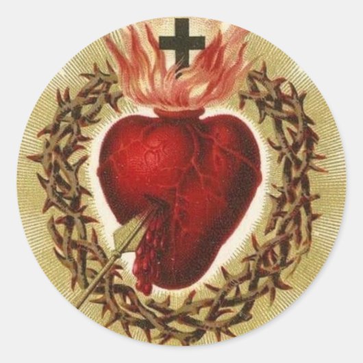 Heilig Hart van Jezus  Katholiek Ronde Sticker (Voorkant)