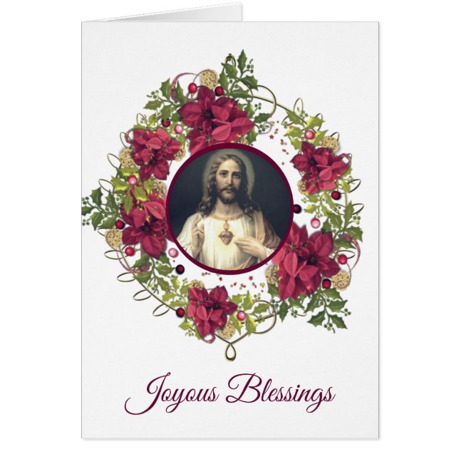 Heilig hart van Jezus Kerst Floral Wreath (Voorkant)