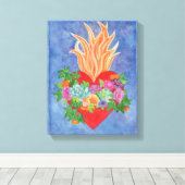 Heilig Hart van Jezus Kleurrijke Floral Original Canvas Afdruk (Insitu (Houten vloer))