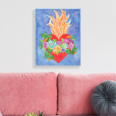 Heilig Hart van Jezus Kleurrijke Floral Original Canvas Afdruk (Insitu (Woonkamer))