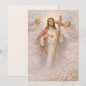 Heilig Hart van Jezus Kruis Bloemengardijnen Engel (Voorkant / Achterkant)