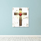 Heilig hart van Jezus Kruis Canvas Afdruk (Insitu (Houten vloer))