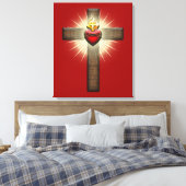 Heilig hart van Jezus Kruis Canvas Afdruk (Insitu (Slaapkamer))