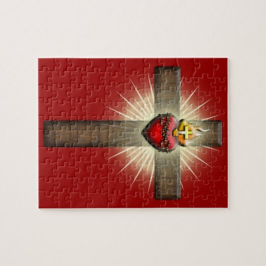 Heilig hart van Jezus Kruis Legpuzzel (Horizontaal)