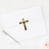 Heilig hart van Jezus Kruis Ronde Sticker (Envelop)