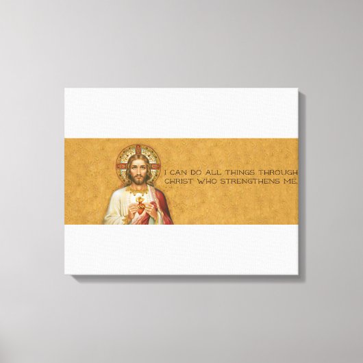 Heilig Hart van Jezus met Bijbelvers Canvas Afdruk (Voorkant)