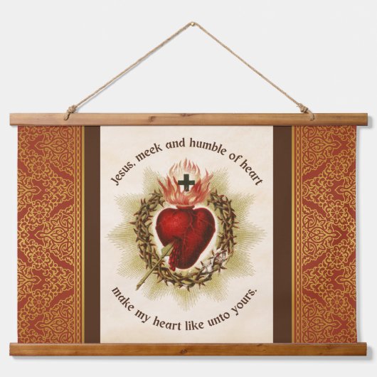 Heilig Hart van Jezus met gouden details Hangend Wandkleed (Voorkant)