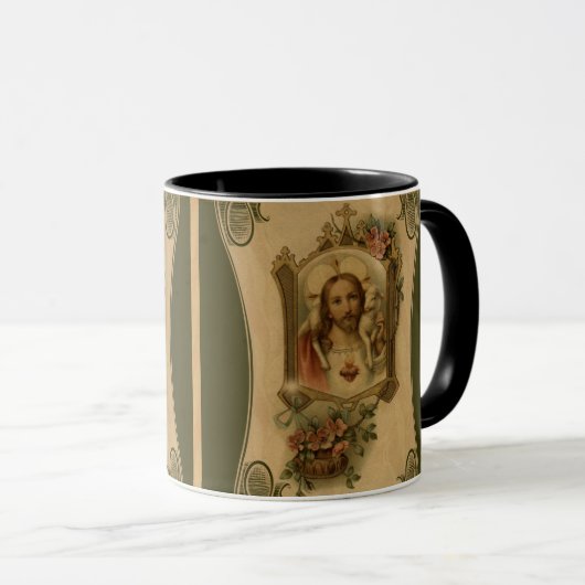 Heilig hart van Jezus met lamsvlees en bloemen Mok (Voorkant rechts)