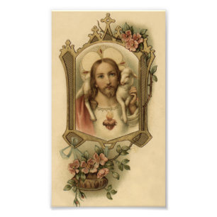 Heilig hart van Jezus met lamsvlees Foto Afdruk