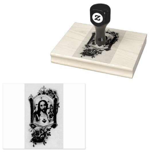 Heilig hart van Jezus met lamsvlees Rubberstempel (Gestempeld)