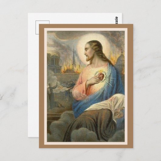 Heilig hart van Jezus Notre Dame Religieuze Briefkaart (Voorkant / Achterkant)